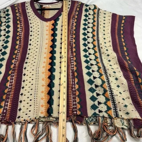 Easel-- Multicolor(Aztec Boho Print) Fringed Oversized Cardigan Poncho - Picture 3 of 3